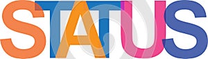 status colorful word on white