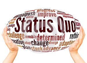 Status Quo word cloud hand sphere concept