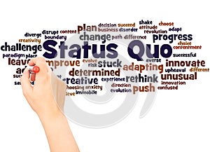 Status Quo word cloud hand writing concept
