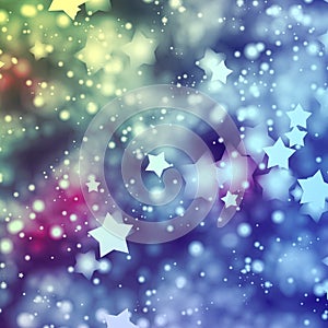 Christmas holidays, Merry christmas, star shines, snow flakes Christmas balls blur stars blurry snow flakes