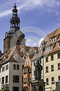 Statute of Martin Luther in Market Square of Lutherstadt Eisleben