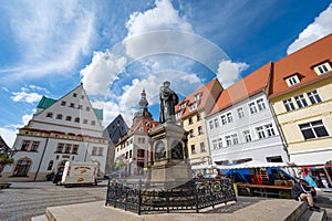 Statute of Martin Luther in Market Square of Lutherstadt Eisleben