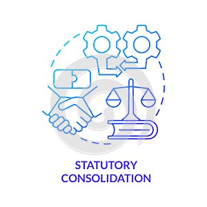 Statutory consolidation blue gradient concept icon