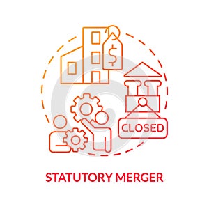 Statutory merger red gradient concept icon