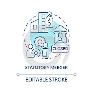 Statutory merger turquoise concept icon