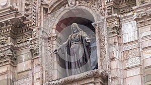 Staue on The Basilica Cathedral of Lima is a Roman Catholic cathedral located in the Plaza Mayor timelapse hyperlapse in