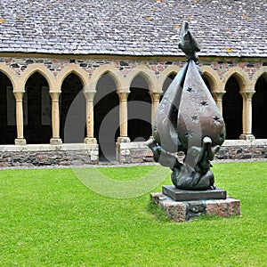 Statue at 'Descent of the SpiritÃ¢â¬â¢  Iona Abbey Cloister, Iona, Argyll and Bute, Scotland, U.K  photo