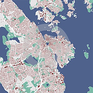 Stavanger map, city in Norway. Streetmap municipal area