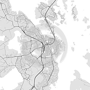 Stavanger map, Norway. Grayscale city map, vector streetmap