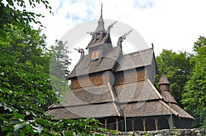 Stave church Fantoft near Bergen, Norway