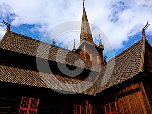 A stave church in Lom in Norway