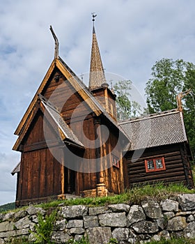 Stave church in Norway Garmo standing in Maihaugen, Lillyhammer from the 1200s photo