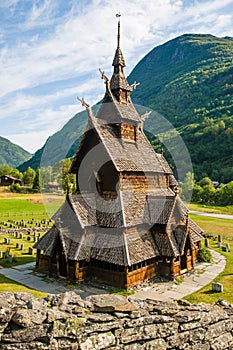 The stave church (wooden church) Borgund, Norway