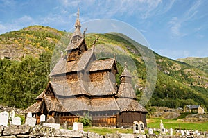 The stave church (wooden church) Borgund, Norway