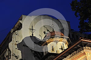 Stavropoleos monastery details - night scene