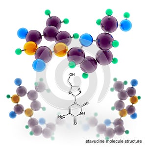 Stavudine (Sanilvudine, Zerit) molecule structure