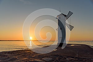 Stawa Mlyny an official symbol of Swinoujscie at sunset