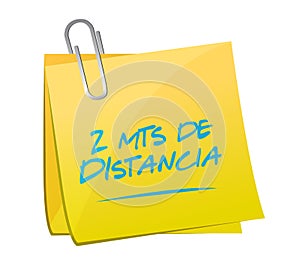 Stay 2mts apart post it sign in spanish