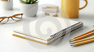 Focus on your work with focus and inspiration with a simple workspace Generative AI Illustration