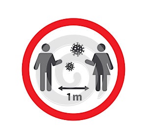 Social distancing icon. Keep the 1-2 meter distance. Coronovirus epidemic protective. Vector illustration photo