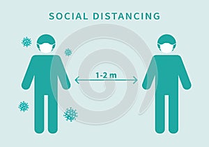 Social distancing. Keep the 2 meter distance. Coronovirus epidemic protective. Vector photo