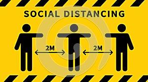 Social distancing. Keep the 2 meter distance. Coronovirus epidemic protective. Vector photo