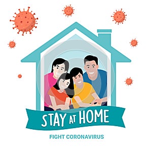 Stay at home campaign on coronavirus illustration