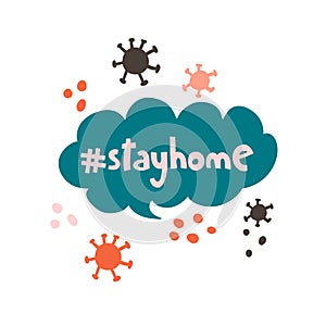 Stay home. Concept coronavirus isolation period illustration. Stayhome flash mob.