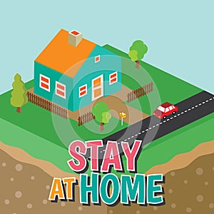 Stay at home concept coronavirus quarantine illustration