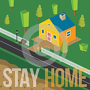Stay at home concept coronavirus quarantine illustration