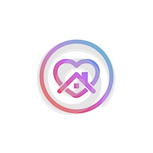 Stay home concept icon. Heart with home symbol. Vector EPS 10