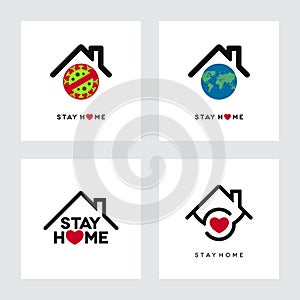 Stay Home Concepts with World Map and Stop Sign