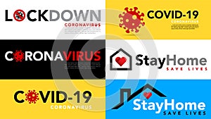Stay at home. Coronavirus Covid-19, quarantine motivational phrase