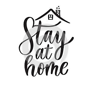 Stay at home. Covid-19 Coronavirus concept inscription typography design logo