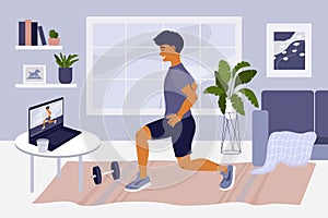 Stay at home, doing exercise online and keep fit