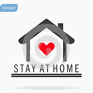 Stay home, heart, home sticker symbol vector