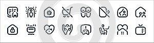 Stay at home line icons. linear set. quality vector line set such as computer screen, working at home, stayhome, lock, stayhome,