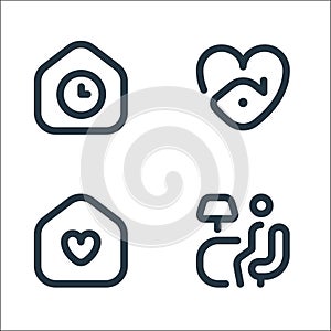 Stay at home line icons. linear set. quality vector line set such as reading, stayhome, stayhome