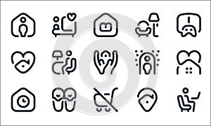 Stay at home line icons. linear set. quality vector line set such as working at home, do not, waiting, stayhome, house, stayhome,