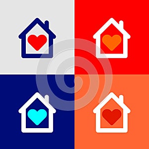 Stay home love heart symbol icon vector eps