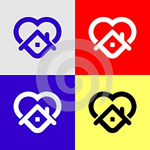 Stay home love heart symbol icon vector eps