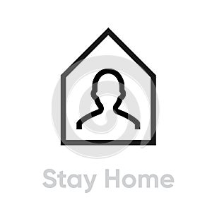 Stay Home Protection measures icon. Editable line vector.