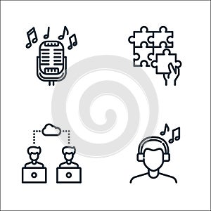 Stay at home for quarantine line icons. linear set. quality vector line set such as , working, jigsaws