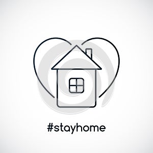 Stay at home slogan with house and heart.