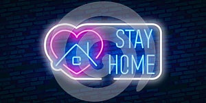 Stay at home slogan with house. Protection campaign or measure from coronavirus, COVID--19. Stay home quote text, hash tag or