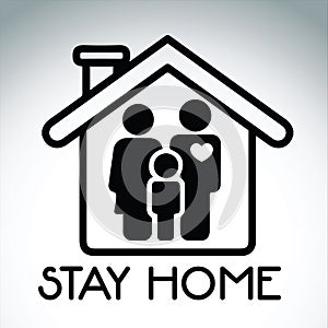 Stay home  social distancing concept sign icon logo stop covid-19 vector