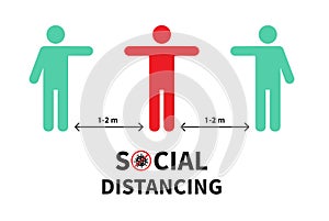 Social distancing icon. Keep the 2 meter distance. Avoid crowds. Coronovirus epidemic protective. Vector