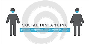Social distancing icon. Keep the 1-2 meter distance. Coronovirus epidemic protective. Vector photo