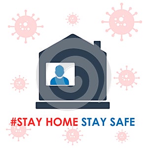 Stay Home Stay Safe Covid-19, 2019-ncov Effect Concept Banner. Editable Vector EPS Symbol Illustration