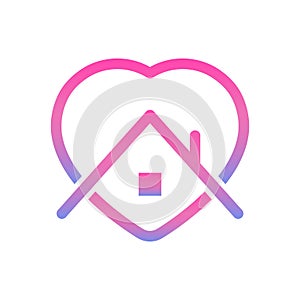 Stay home symbol. Heart with house sticker vector